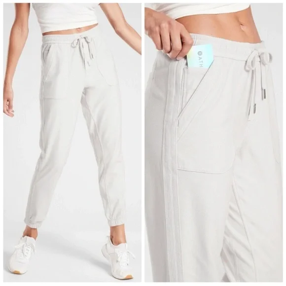 Athleta Farallon Jogger Pant Birch Grey Plus Size 18 Tracks Pants White Legging - Picture 3 of 10